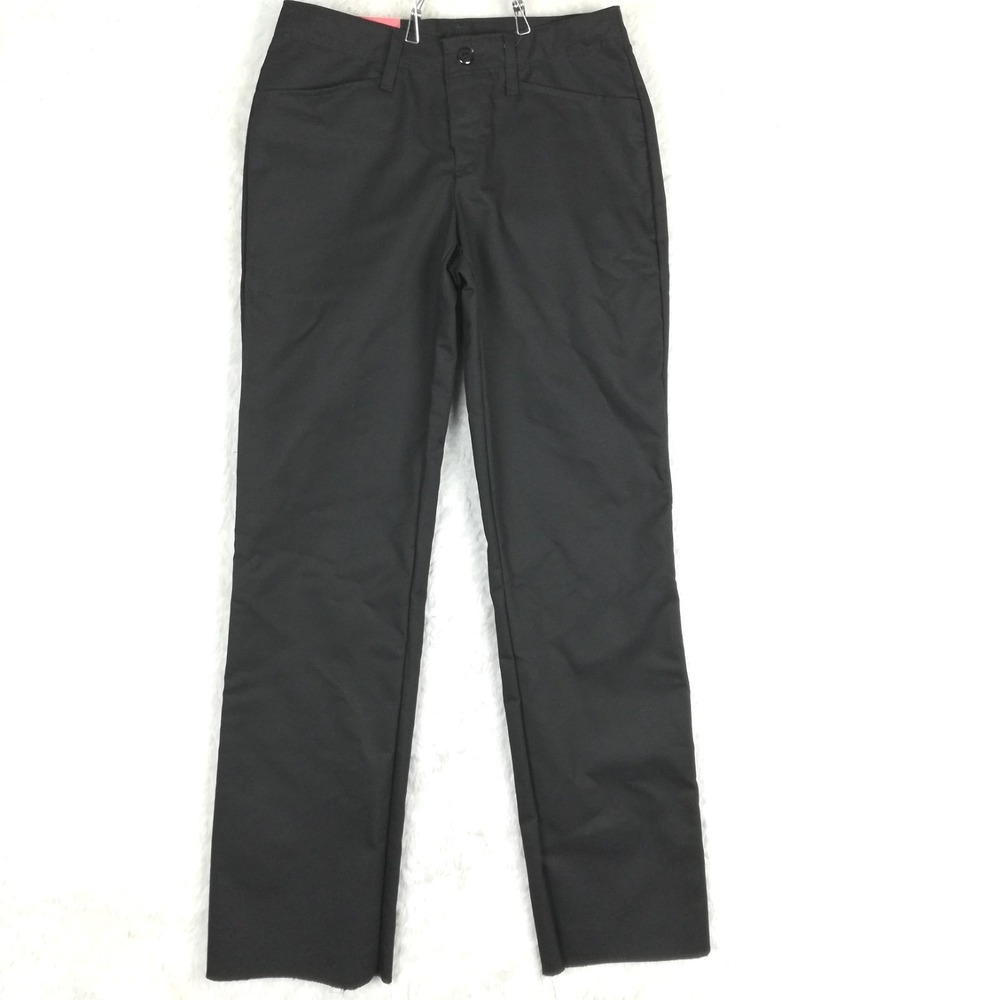 Red Kap Womens Work Pants Black Twill‎ Straight Leg High Rise Unhemmed 2 New